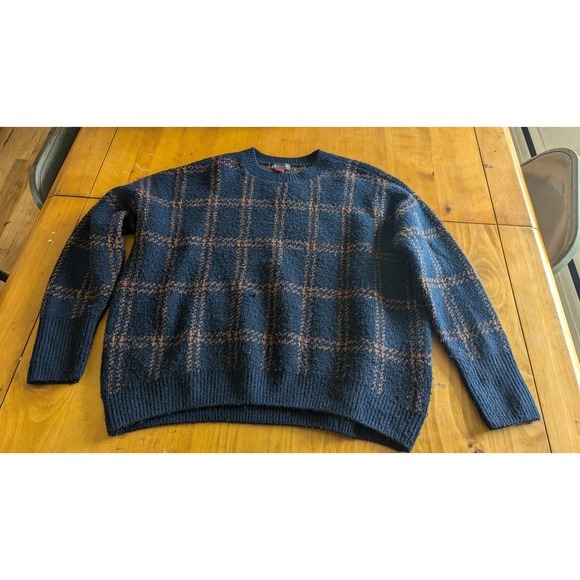 Vince Camuto Plaid Sweater Pullover Knit Long Sleeve Cozy Comfort Small - Picture 1 of 6